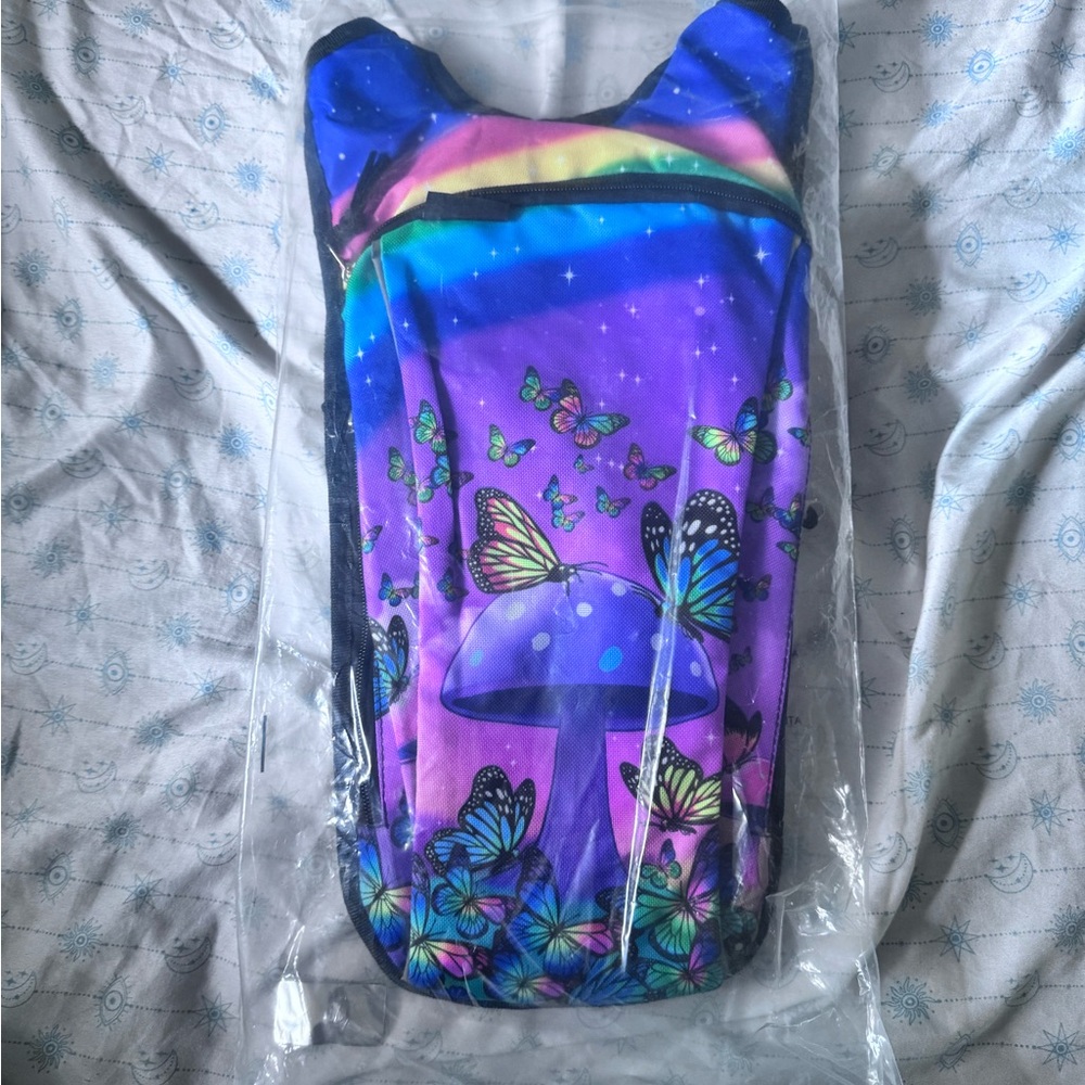 Colorful Butterfly and Mushroom Backpack